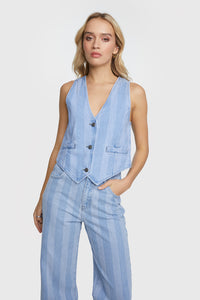 STRIPE DENIM WAISTCOAT