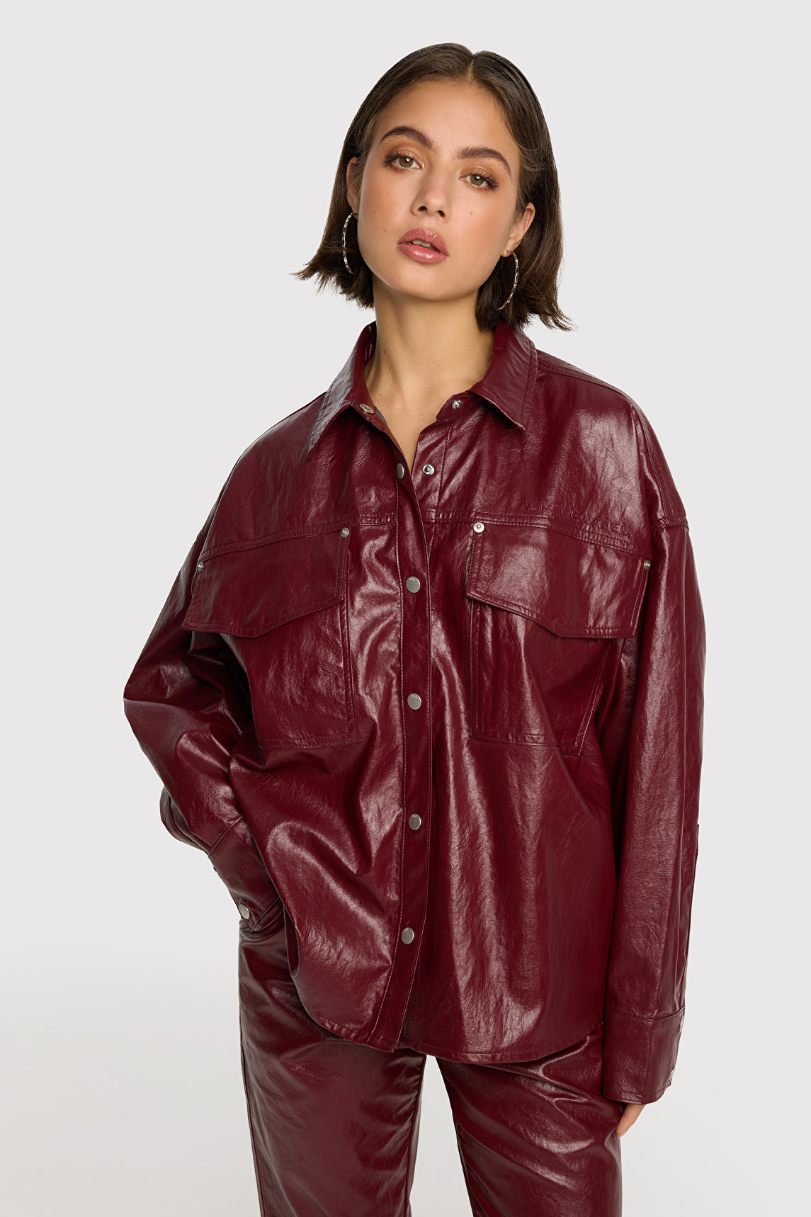 FAUX LEATHER BLOUSE