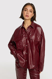 FAUX LEATHER BLOUSE