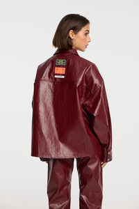 FAUX LEATHER BLOUSE
