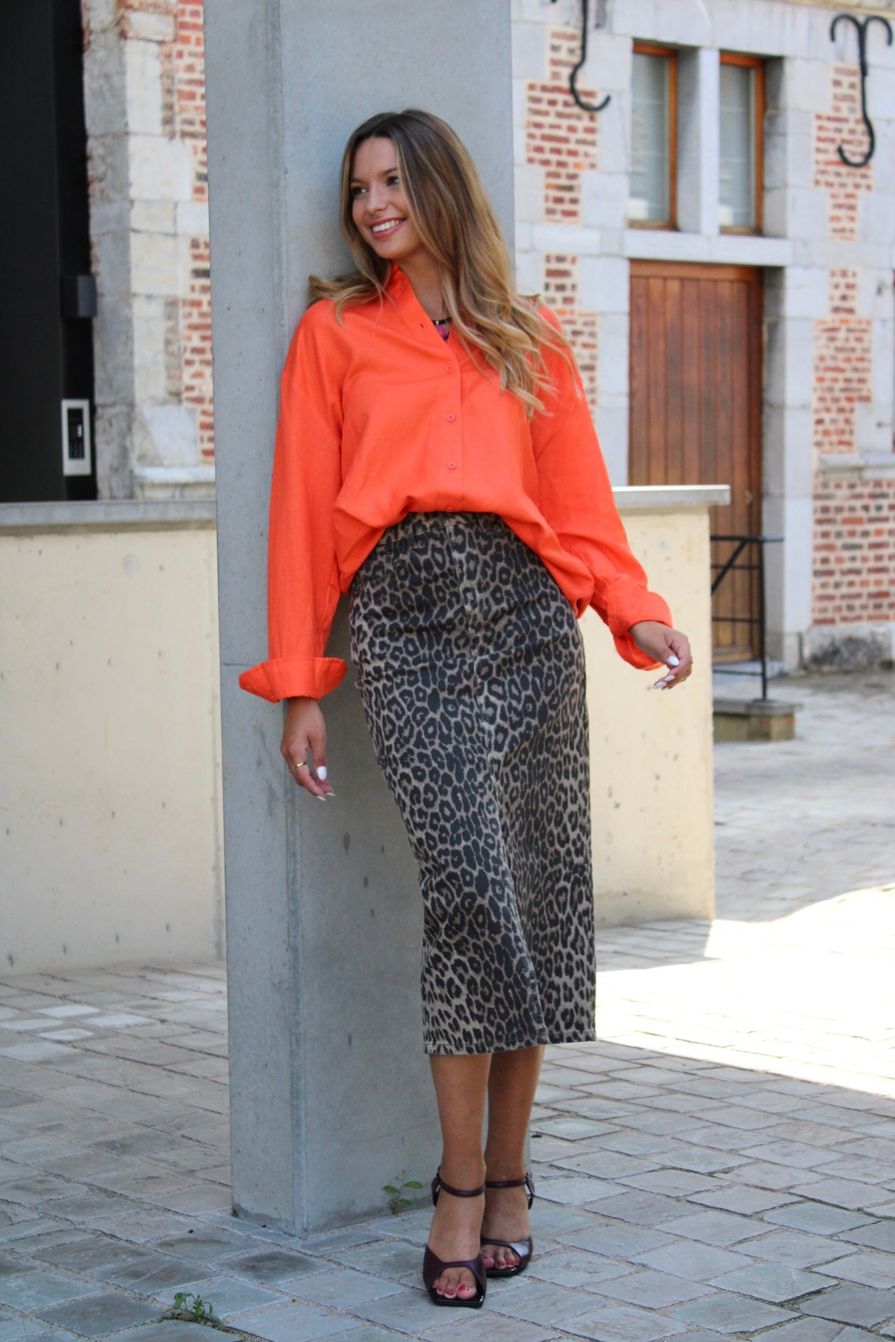 OVERSIZED LINEN BLOUSE ORANGE