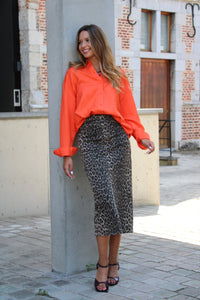 OVERSIZED LINEN BLOUSE ORANGE