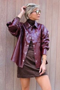 FAUX LEATHER BLOUSE