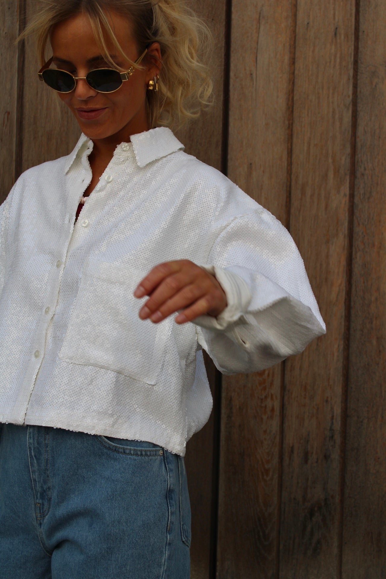 SEQUIN CROPPED BLOUSE