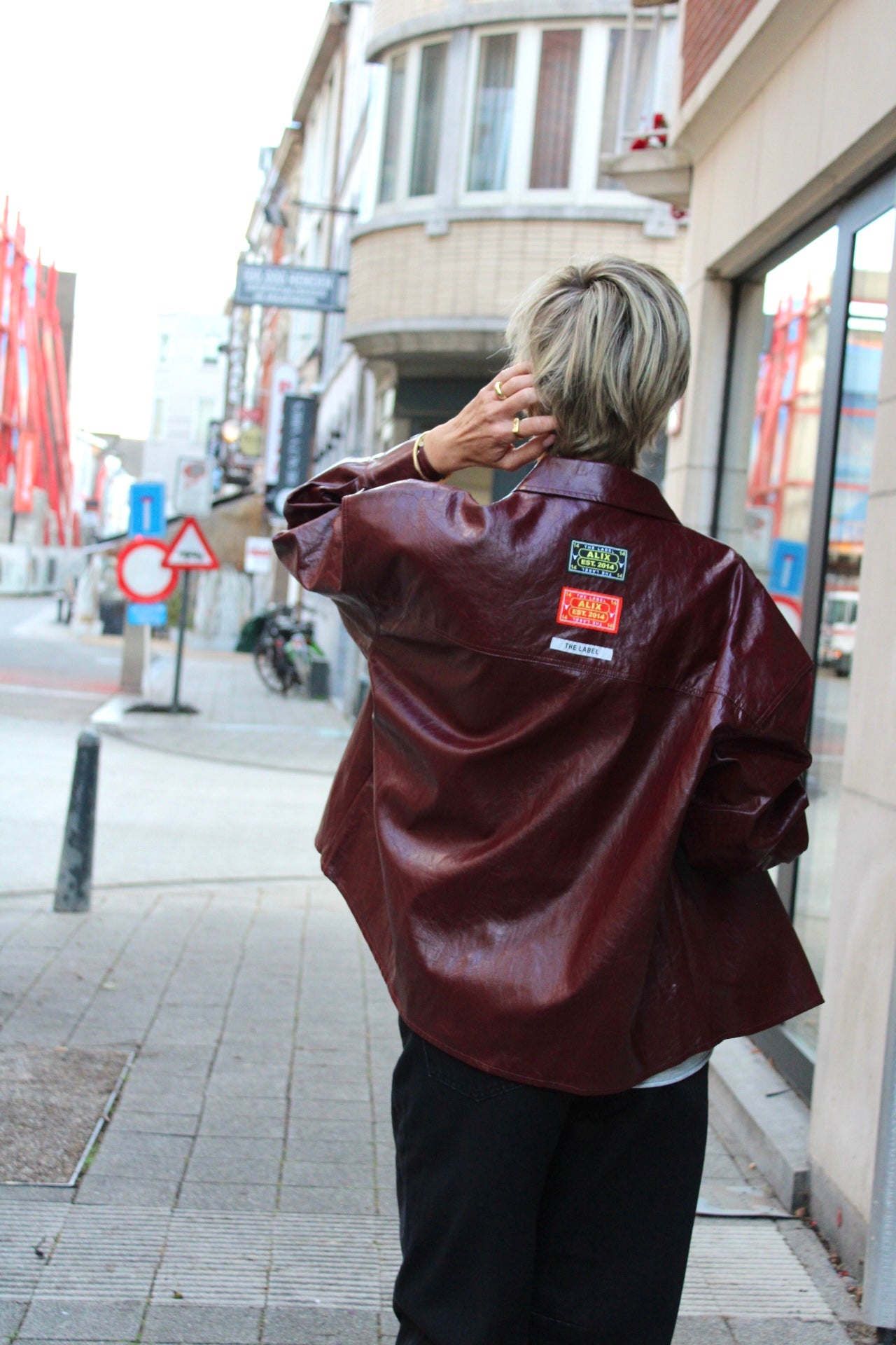FAUX LEATHER BLOUSE