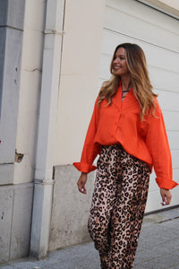 OVERSIZED LINEN BLOUSE ORANGE