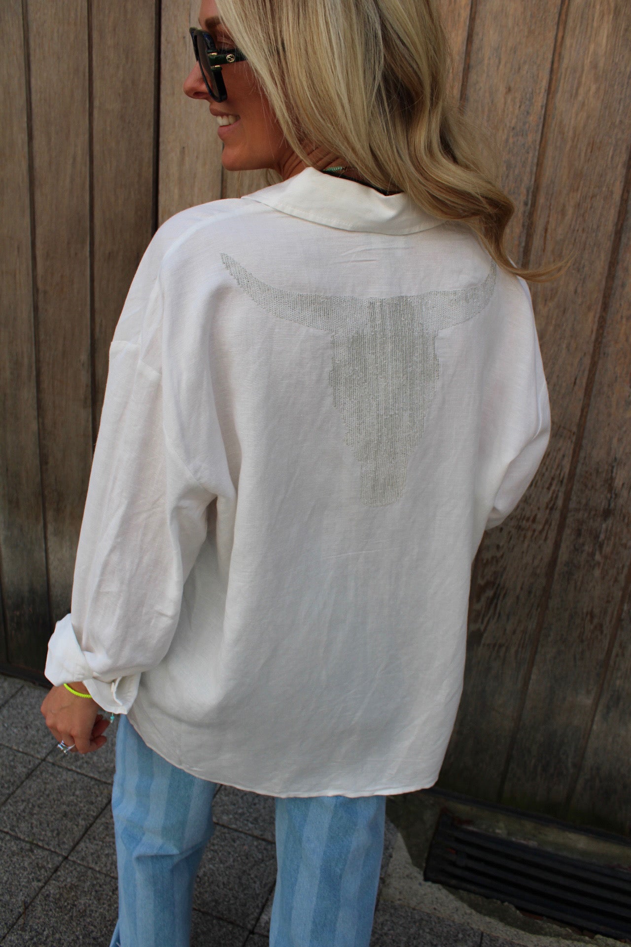 OVERSIZED LINEN BLOUSE SOFT WHITE