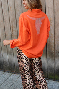 OVERSIZED LINEN BLOUSE ORANGE