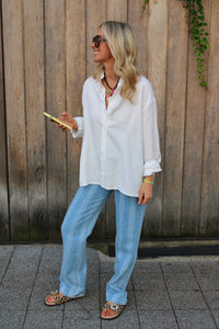 OVERSIZED LINEN BLOUSE SOFT WHITE