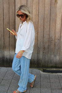 OVERSIZED LINEN BLOUSE SOFT WHITE