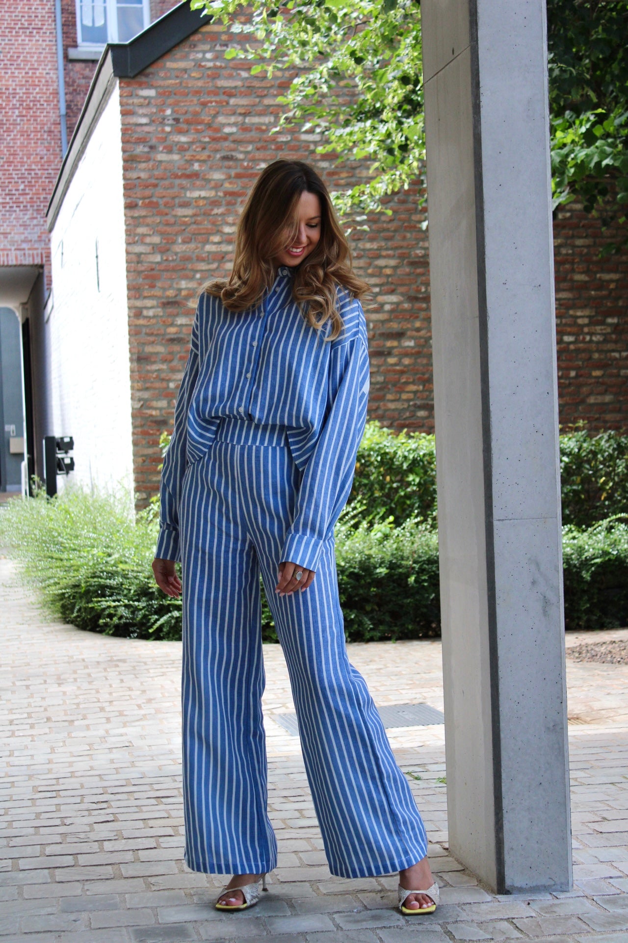 CHAMBRAY STRIPE PANTS