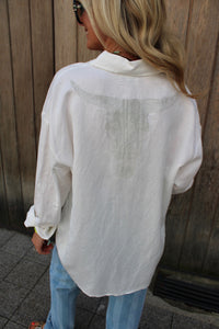 OVERSIZED LINEN BLOUSE SOFT WHITE