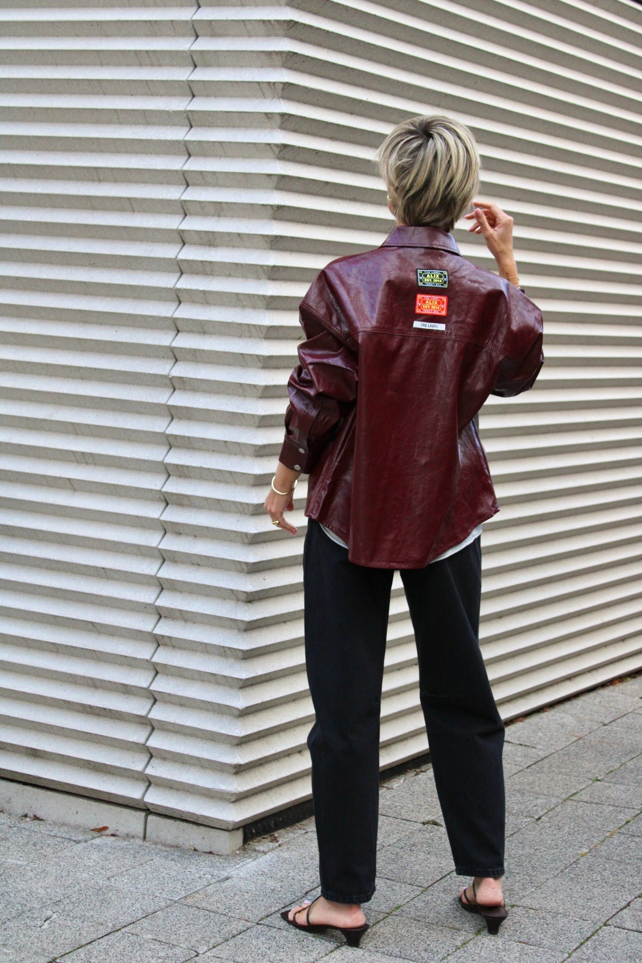 FAUX LEATHER BLOUSE