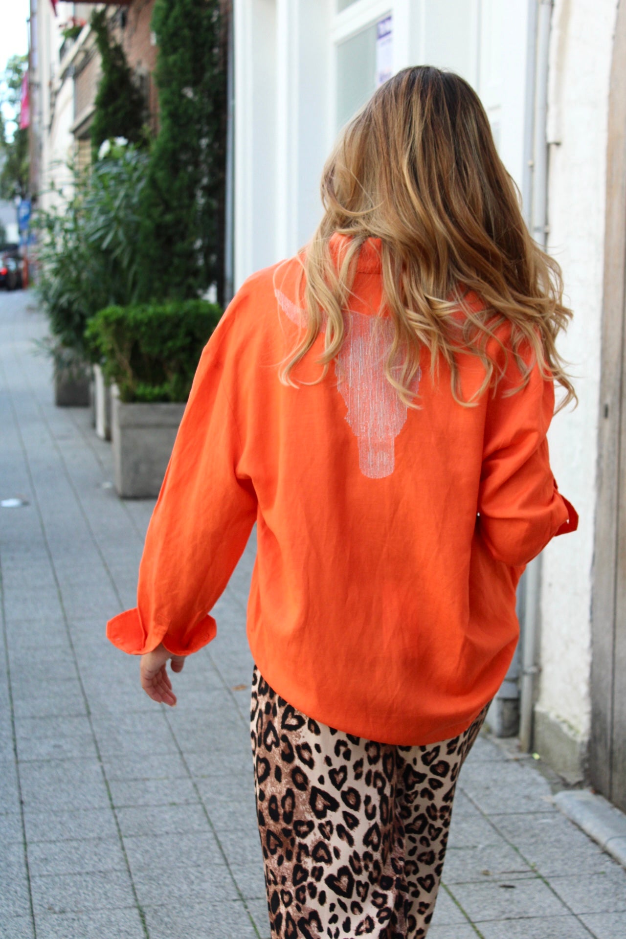 OVERSIZED LINEN BLOUSE ORANGE