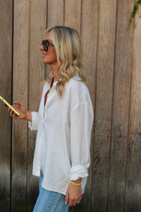 OVERSIZED LINEN BLOUSE SOFT WHITE