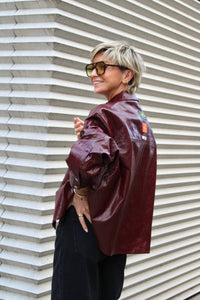 FAUX LEATHER BLOUSE
