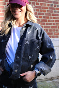 DESTROYED DENIM BLOUSE