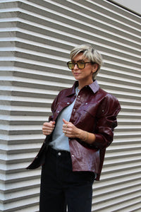 FAUX LEATHER BLOUSE